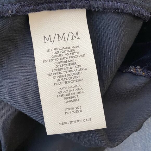 CAbi Style 3875 Decked Out Navy Velvet Floral V Neck LS Elastic Waist Dress Sz M - Picture 8 of 9